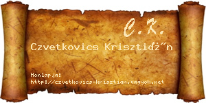 Czvetkovics Krisztián névjegykártya